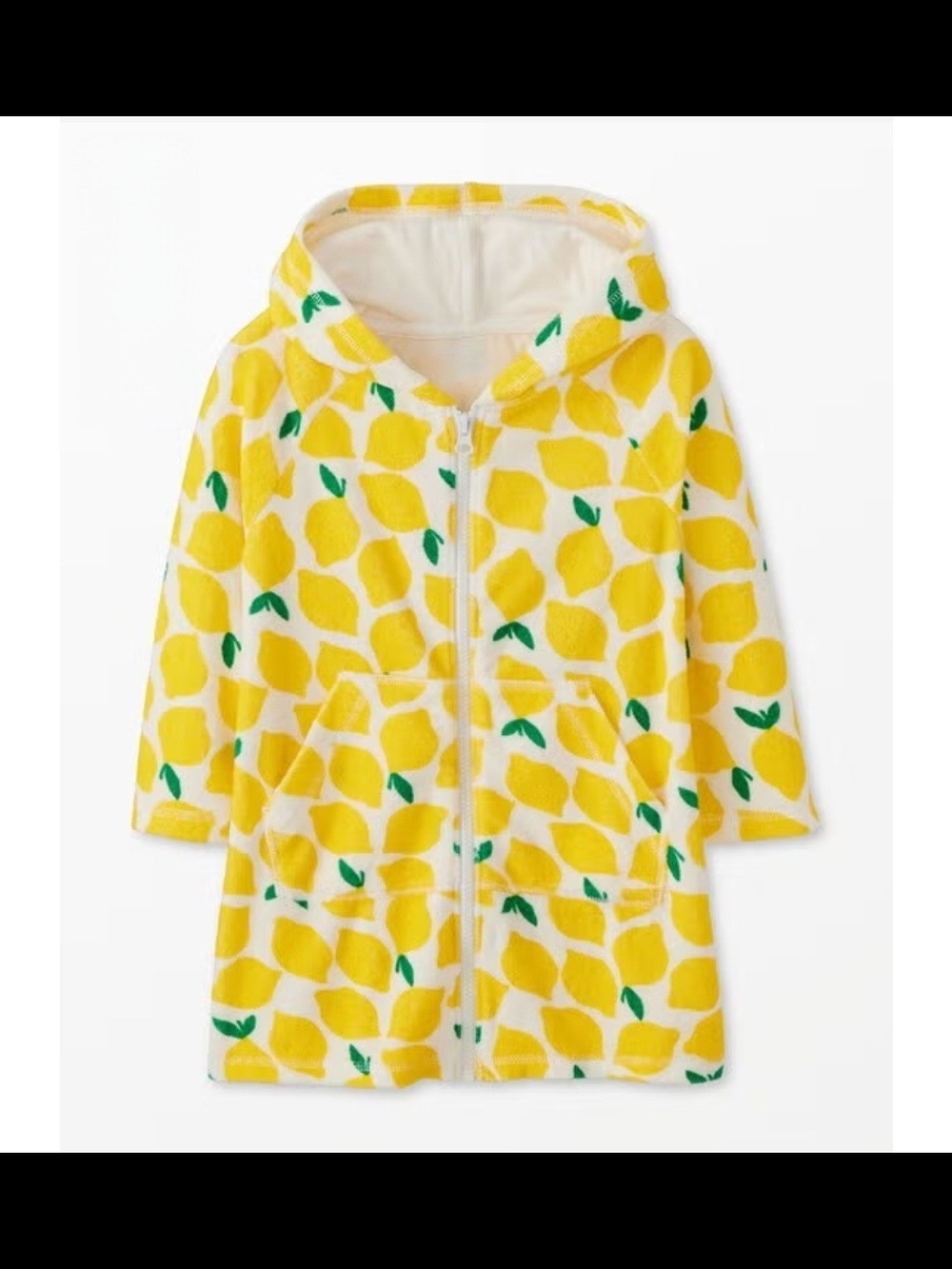 Hanna Andersson Girls' Yellow Lemon Terry Hoodie Cover-Up